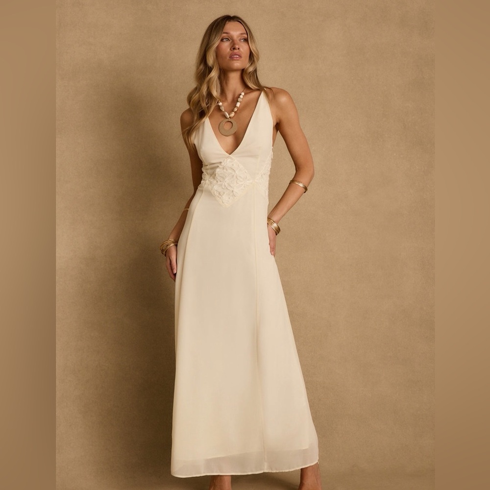 Maya Cream Chiffon Maxi dress
